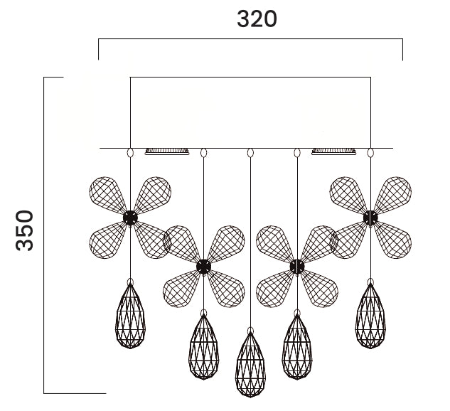 Telbix Paradis 32cm CTC Pendant Light Dimensions