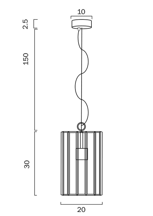 Telbix Pratt 20cm Pendant Light Dimensions