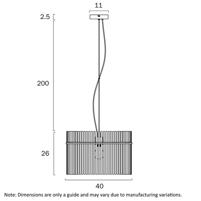 Telbix Quilo 40cm Pendant Light Dimensions
