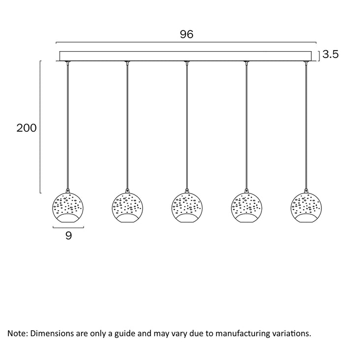 Telbix Segovia 5 Light Bar Pendant Dimensions