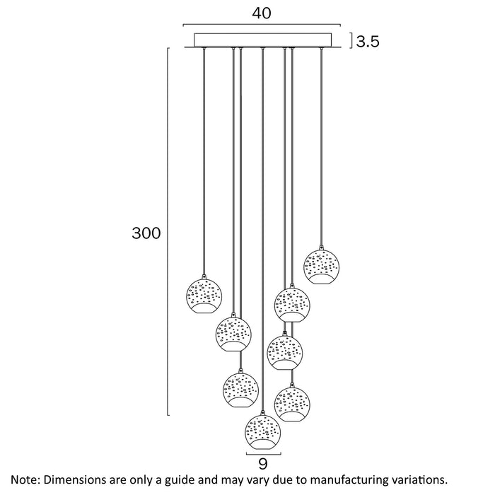 Telbix Segovia 9 Light Pendant Dimensions