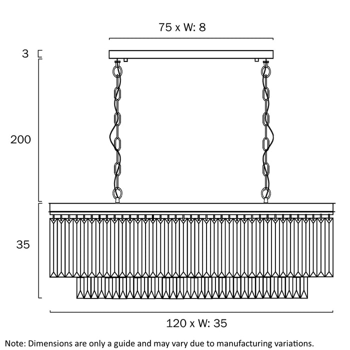 Telbix Serene 13 Light Pendant Dimensions