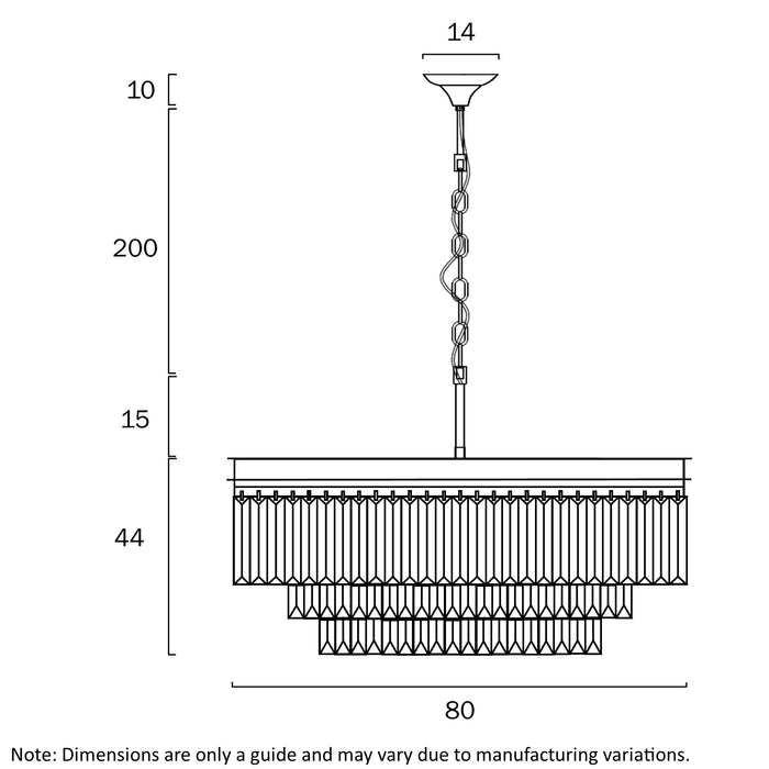 Telbix Serene 16 Light Pendant Dimensions