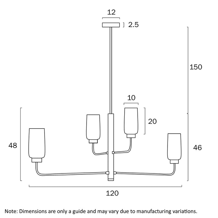 Telbix Sebring 4 Light Long Pendant Dimensions