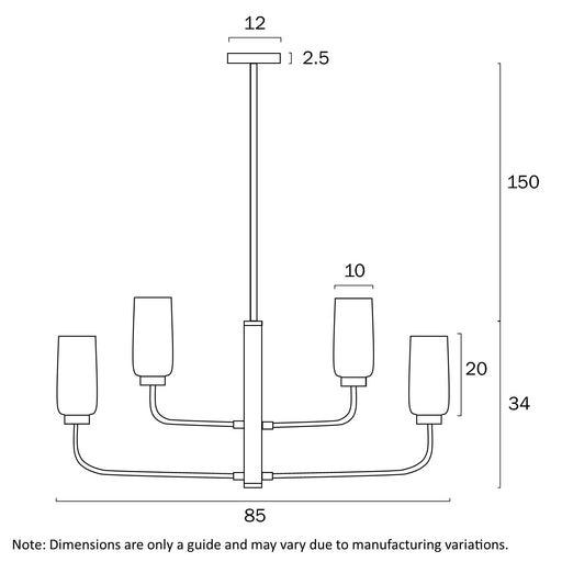 Telbix Sebring 8 Light Pendant Dimensions