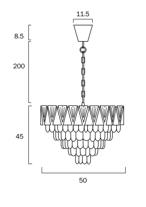 Telbix Valerie 50cm Pendant Light Dimensions