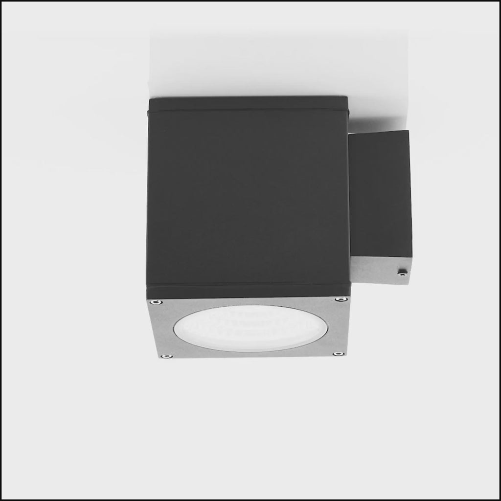 Porter TRI Colour LED Large Square Fixed Down Wall Light Aluminium Black Video